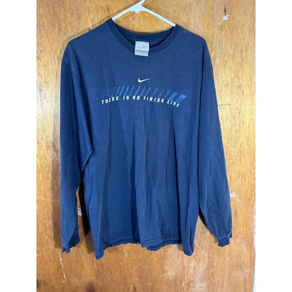 Vintage 90s Nike There‎ Is No Finish Line Shirt Men’s Large Blue Swoosh - Picture 1 of 11